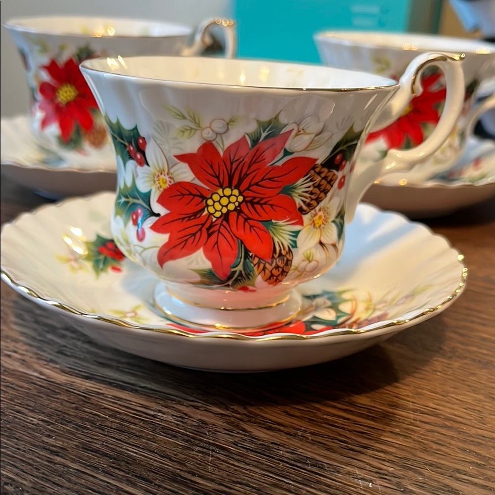 Festive Floral Teacup and Saucer Set